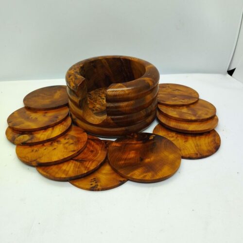 Sous-verres en bois de thuya - Lot de 11 sous-verres marocains de style araar Sous-verres